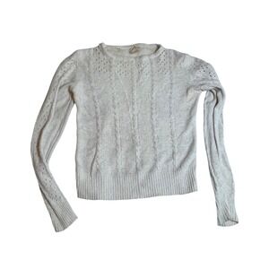 Sarah Sarah Vintage Silk Angora Cable Knit Pointelle Sweater Cream Womens Medium
